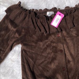 Sandrea Lightweight Off The Shoulder Brown Sweater